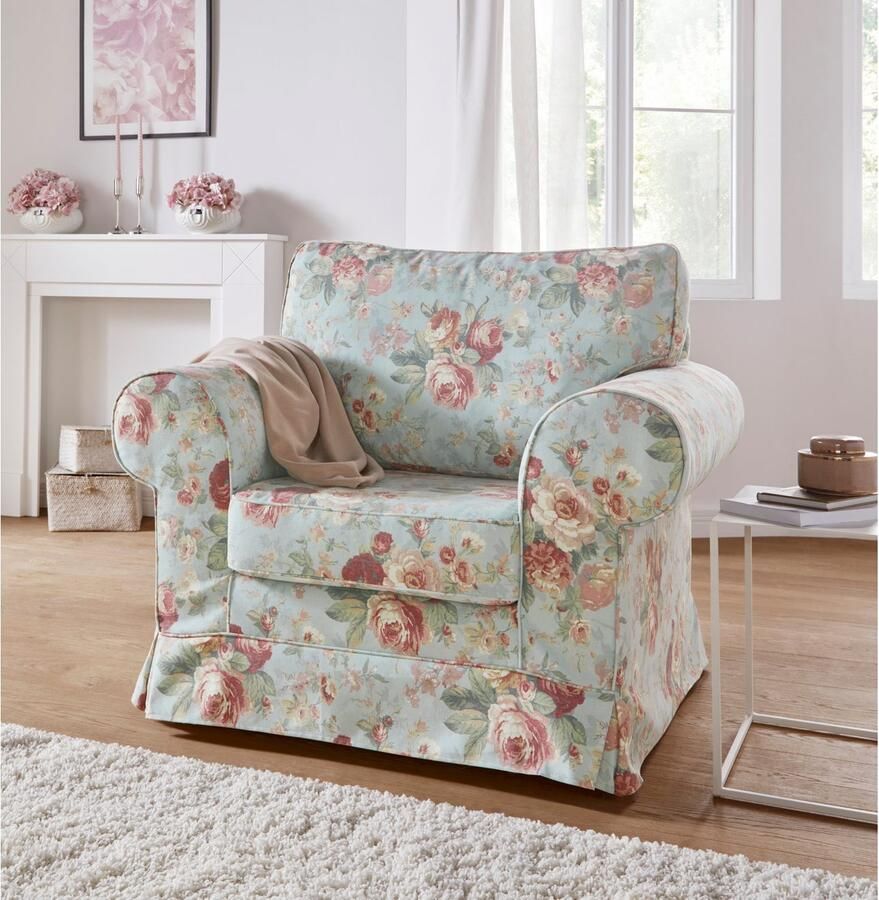 Home affaire Fauteuil Shadmoor Hoezen-look in uni of met bloemenprint passend bij de Shadmoor-serie