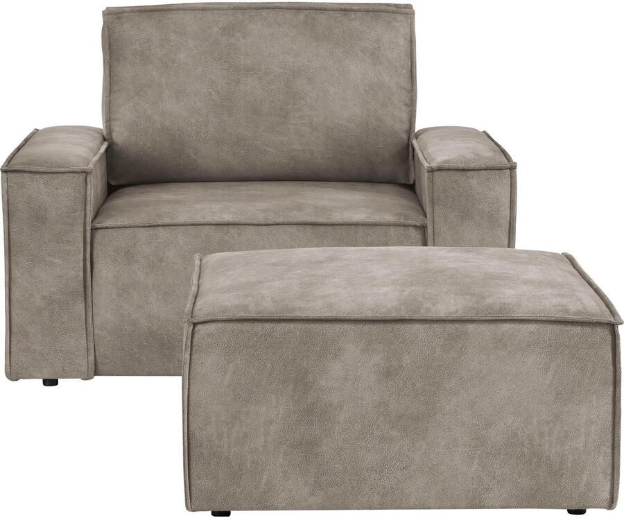 Home affaire Fauteuil Sherwood Loveseat en hocker als set passend bij de bekleding-serie SHERWOOD