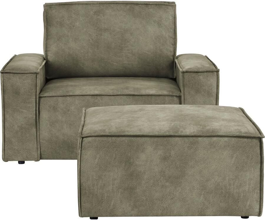 Home affaire Fauteuil Sherwood Loveseat en hocker als set passend bij de bekleding-serie SHERWOOD