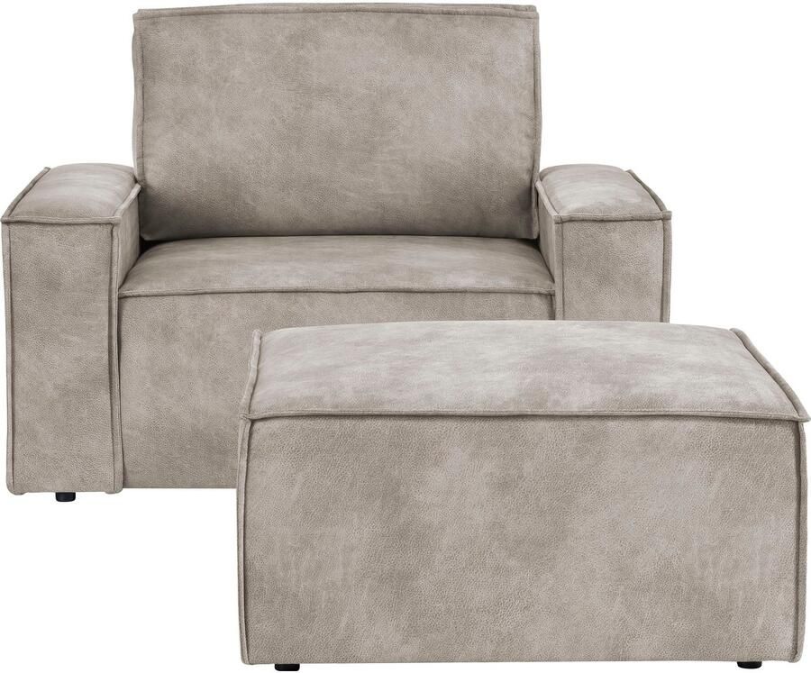 Home affaire Fauteuil Sherwood Loveseat en hocker als set passend bij de bekleding-serie SHERWOOD