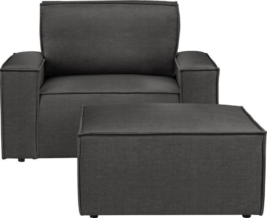 Home affaire Fauteuil Sherwood Loveseat en hocker als set passend bij de bekleding-serie SHERWOOD