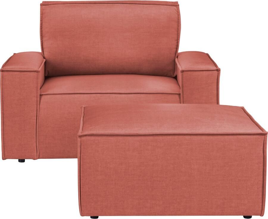 Home affaire Fauteuil Sherwood Loveseat en hocker als set passend bij de bekleding-serie SHERWOOD