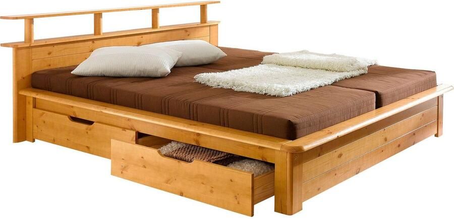 Home affaire Functioneel ledikant FINJA grenen bed futonbed hoofdeinde met opbergruimte