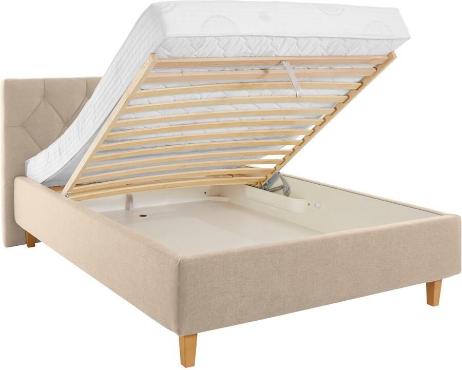 Home affaire Gestoffeerd bed Sunley 100 Kruisstiksel hoofdbordhoogte 102 cm zonder of met matras lattenbodem