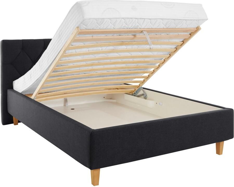 Home affaire Gestoffeerd bed Sunley 100 Kruisstiksel hoofdbordhoogte 102 cm zonder of met matras lattenbodem