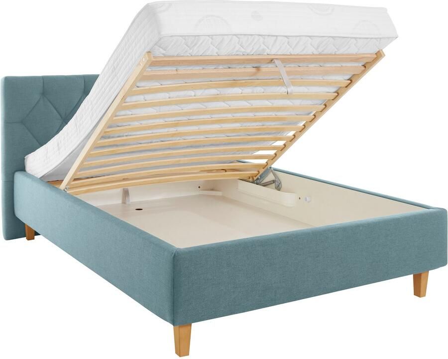 Home affaire Gestoffeerd bed Sunley 100 Kruisstiksel hoofdbordhoogte 102 cm zonder of met matras lattenbodem