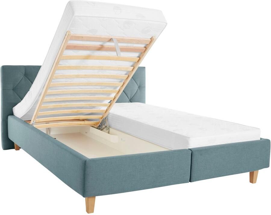 Home affaire Gestoffeerd bed Sunley 100 Kruisstiksel hoofdbordhoogte 102 cm zonder of met matras lattenbodem