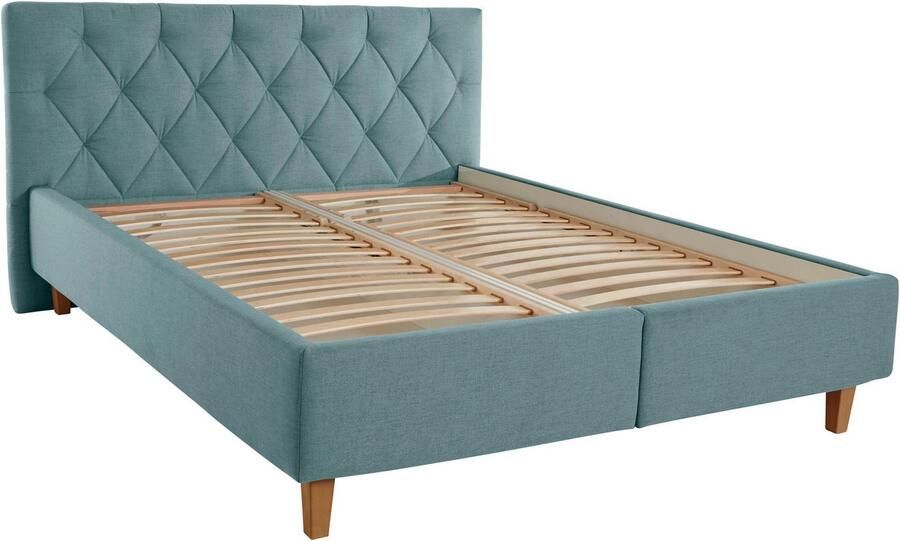 Home affaire Gestoffeerd bed Sunley 100 Kruisstiksel hoofdbordhoogte 102 cm zonder of met matras lattenbodem