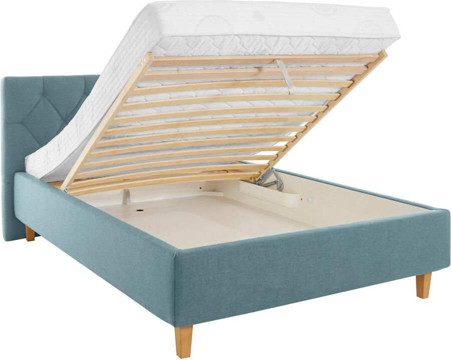 Home affaire Gestoffeerd bed Sunley 100 Kruisstiksel hoofdbordhoogte 102 cm zonder of met matras lattenbodem