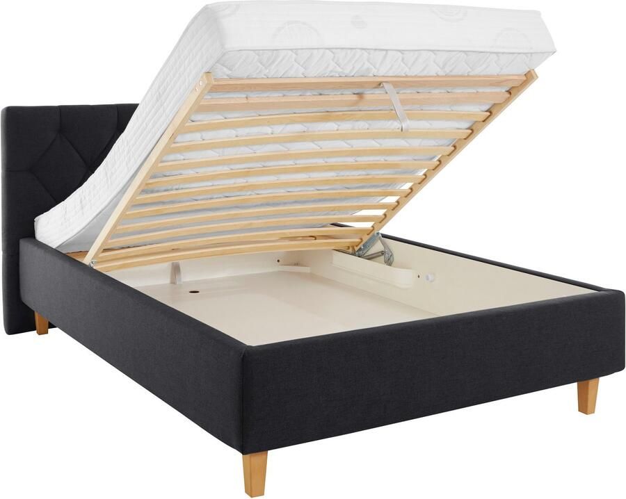 Home affaire Gestoffeerd bed Sunley 100 Kruisstiksel hoofdbordhoogte 102 cm zonder of met matras lattenbodem