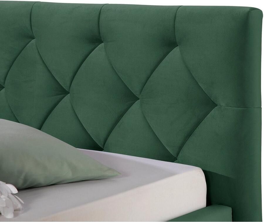 Home affaire Gestoffeerd bed Sunley 100 Kruisstiksel hoofdbordhoogte 102 cm zonder of met matras lattenbodem