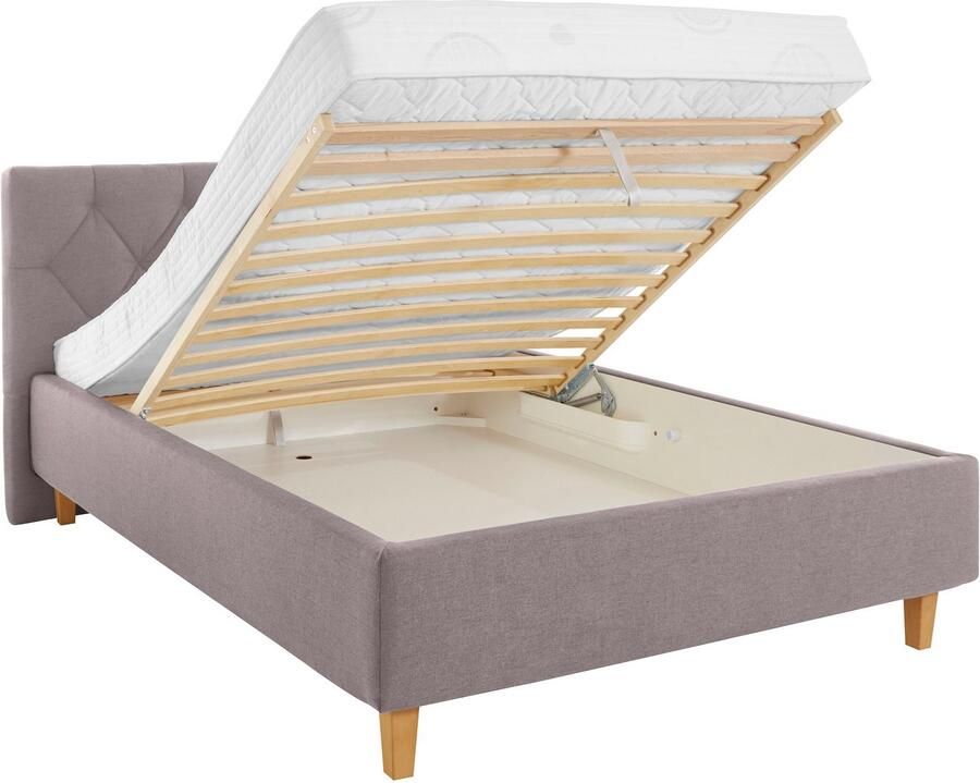 Home affaire Gestoffeerd bed Sunley 100 Kruisstiksel hoofdbordhoogte 102 cm zonder of met matras lattenbodem