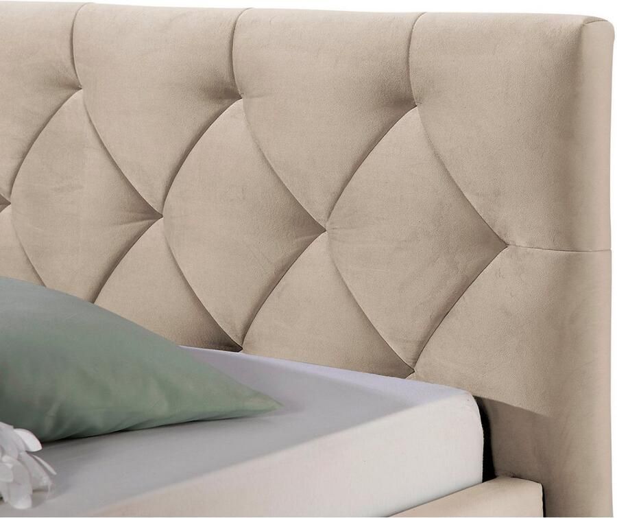 Home affaire Gestoffeerd bed Sunley 100 Kruisstiksel hoofdbordhoogte 102 cm zonder of met matras lattenbodem