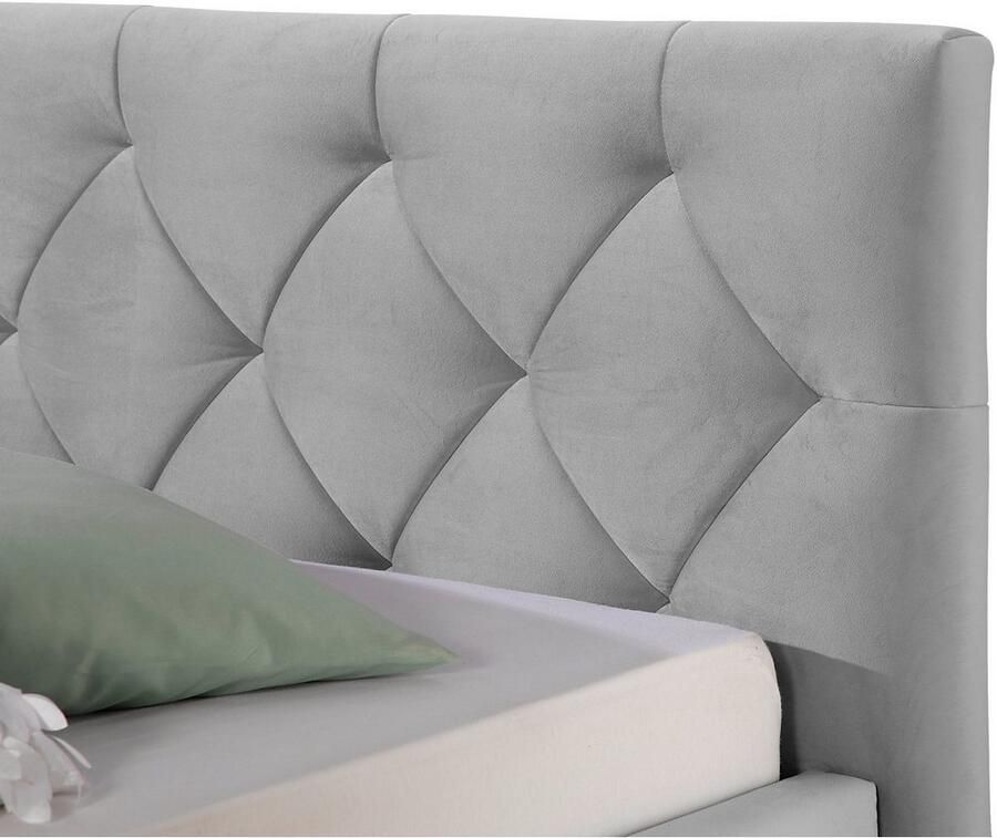 Home affaire Gestoffeerd bed Sunley 100 Kruisstiksel hoofdbordhoogte 102 cm zonder of met matras lattenbodem