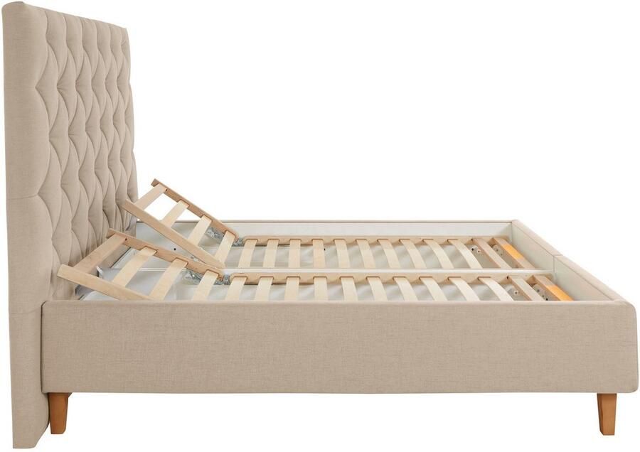 Home affaire Gestoffeerd bed Sunley 140 Kruisstiksel hoofdbordhoogte 142 cm zonder of met matras lattenbodem