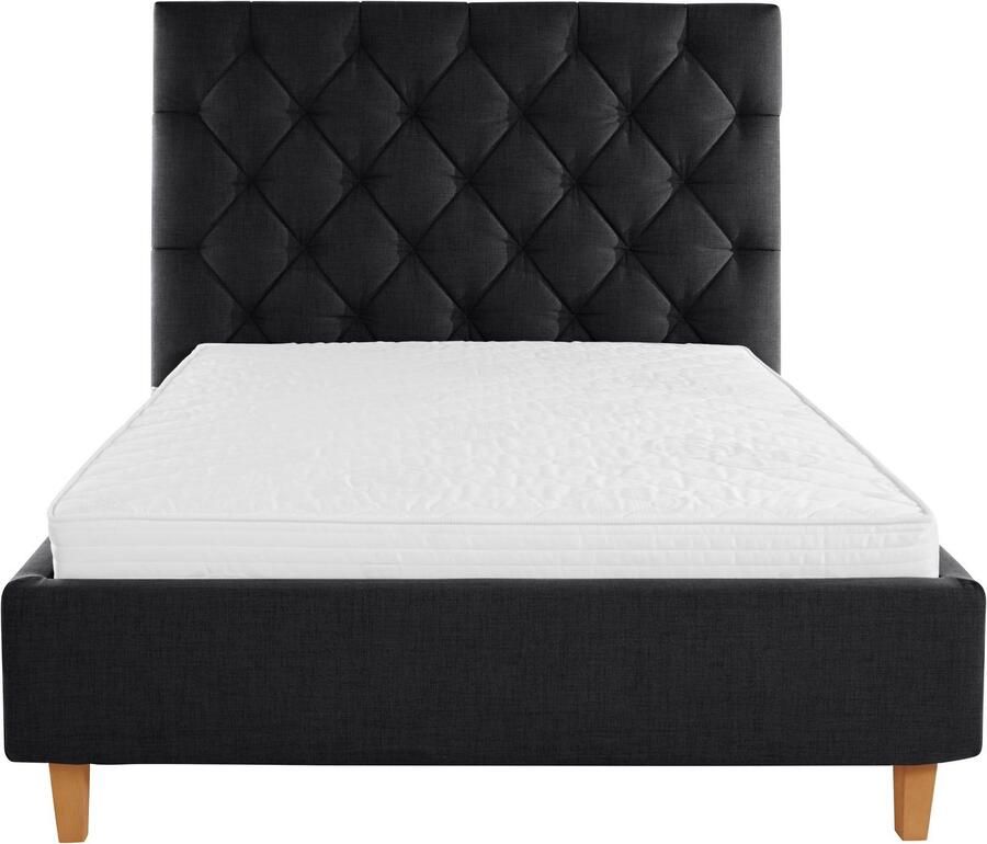 Home affaire Gestoffeerd bed Sunley 140 Kruisstiksel hoofdbordhoogte 142 cm zonder of met matras lattenbodem