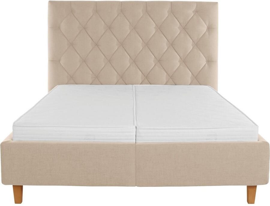Home affaire Gestoffeerd bed Sunley 140 Kruisstiksel hoofdbordhoogte 142 cm zonder of met matras lattenbodem