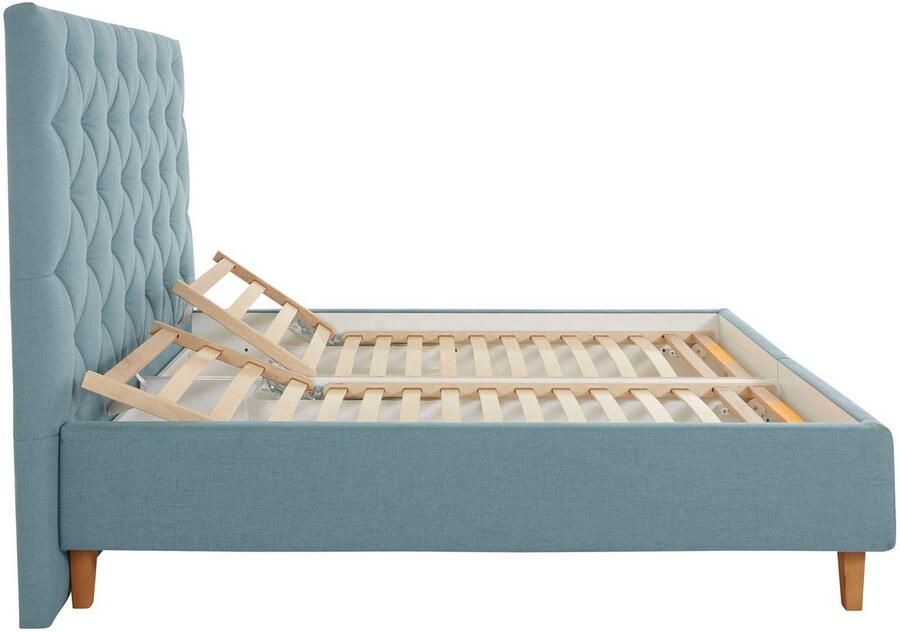 Home affaire Gestoffeerd bed Sunley 140 Kruisstiksel hoofdbordhoogte 142 cm zonder of met matras lattenbodem