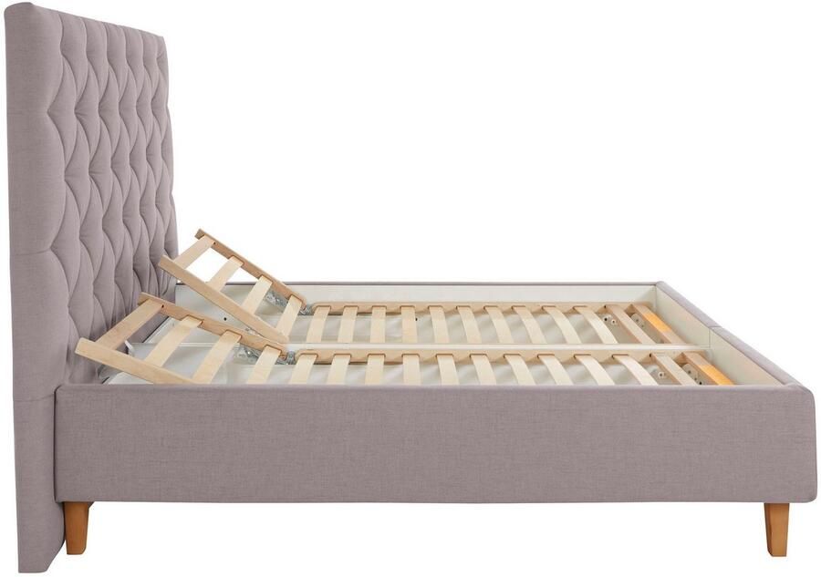 Home affaire Gestoffeerd bed Sunley 140 Kruisstiksel hoofdbordhoogte 142 cm zonder of met matras lattenbodem