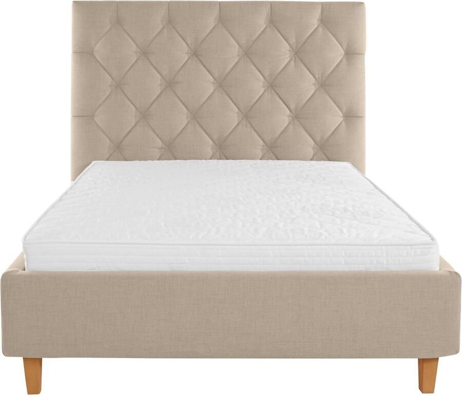Home affaire Gestoffeerd bed Sunley 140 Kruisstiksel hoofdbordhoogte 142 cm zonder of met matras lattenbodem