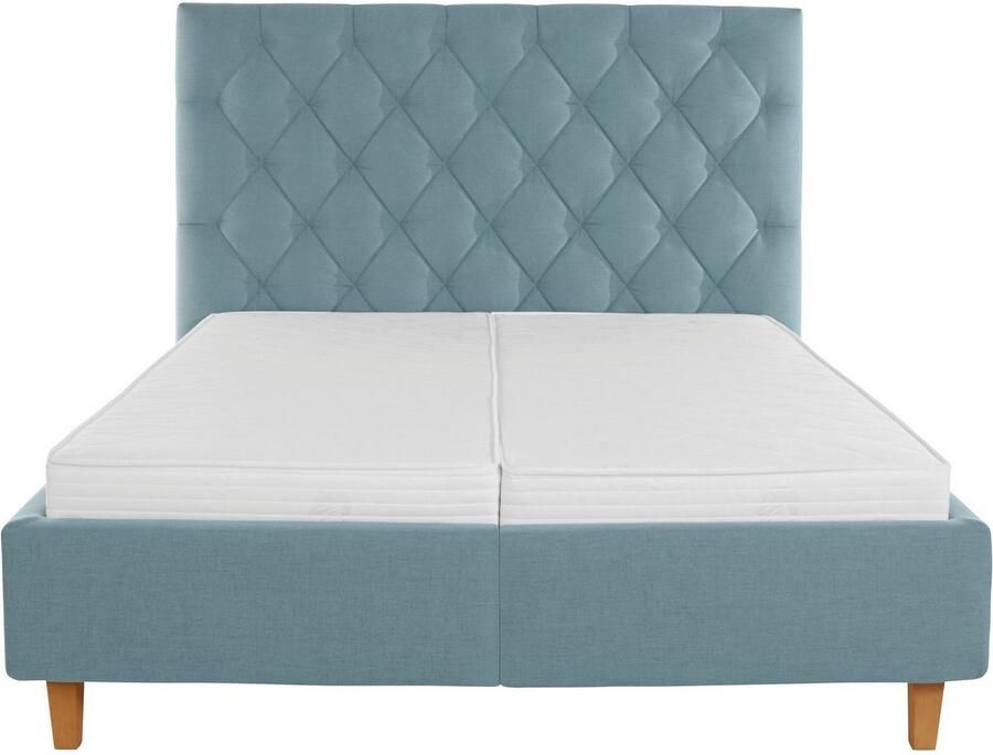 Home affaire Gestoffeerd bed Sunley 140 Kruisstiksel hoofdbordhoogte 142 cm zonder of met matras lattenbodem