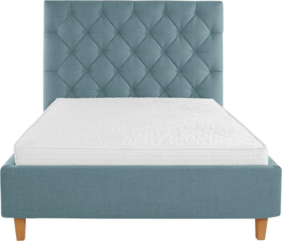 Home affaire Gestoffeerd bed Sunley 140 Kruisstiksel hoofdbordhoogte 142 cm zonder of met matras lattenbodem