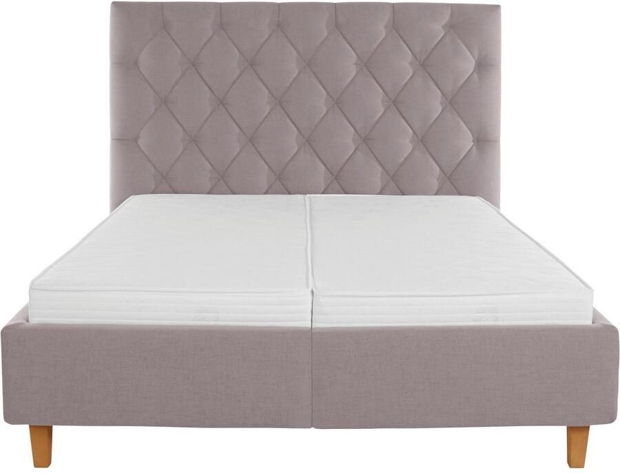 Home affaire Gestoffeerd bed Sunley 140 Kruisstiksel hoofdbordhoogte 142 cm zonder of met matras lattenbodem