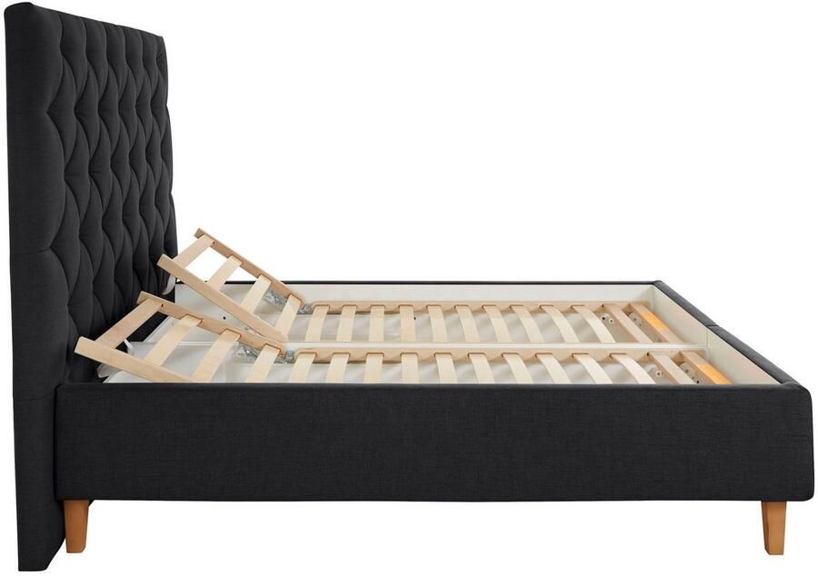 Home affaire Gestoffeerd bed Sunley 140 Kruisstiksel hoofdbordhoogte 142 cm zonder of met matras lattenbodem