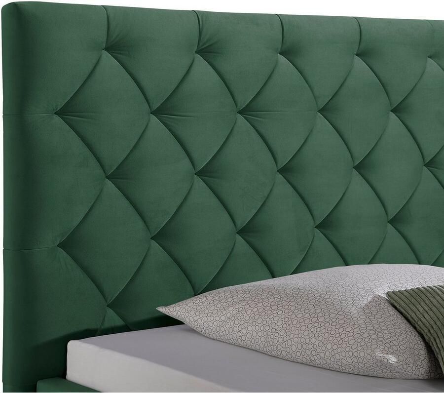 Home affaire Gestoffeerd bed Sunley 140 Kruisstiksel hoofdbordhoogte 142 cm zonder of met matras lattenbodem