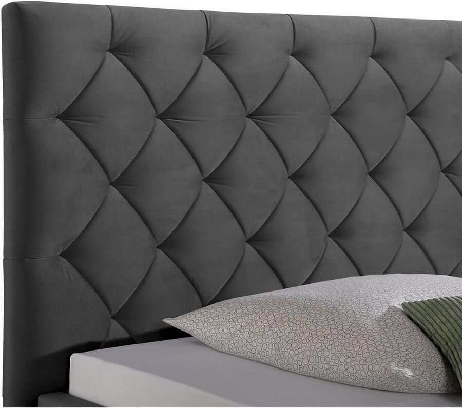 Home affaire Gestoffeerd bed Sunley 140 Kruisstiksel hoofdbordhoogte 142 cm zonder of met matras lattenbodem