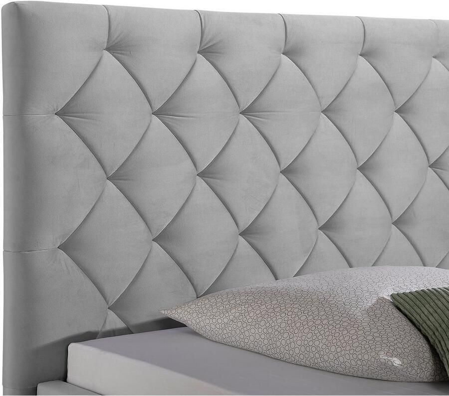 Home affaire Gestoffeerd bed Sunley 140 Kruisstiksel hoofdbordhoogte 142 cm zonder of met matras lattenbodem