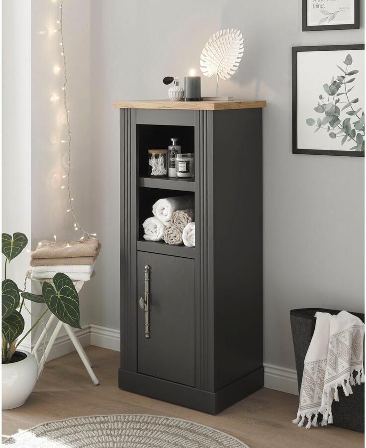 Home affaire Halfhoge kast WESTMINSTER badkamerkast in landhuisstijl kast met metalen handgrepen