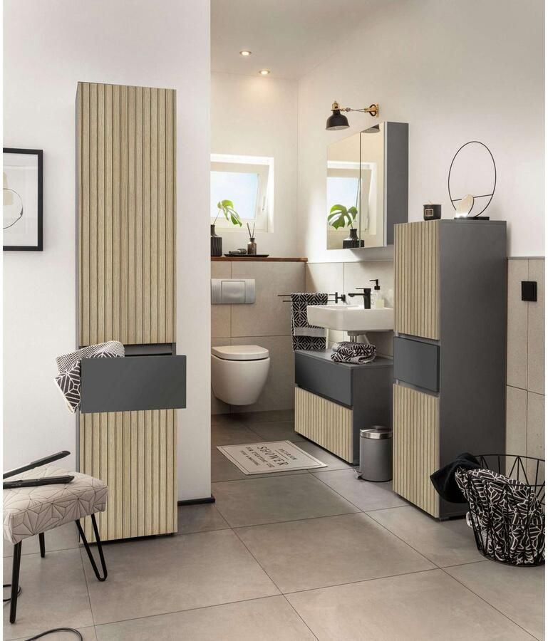 Home affaire Halfhoge kast Wisla Hoogte 130 cm met deuren & lade