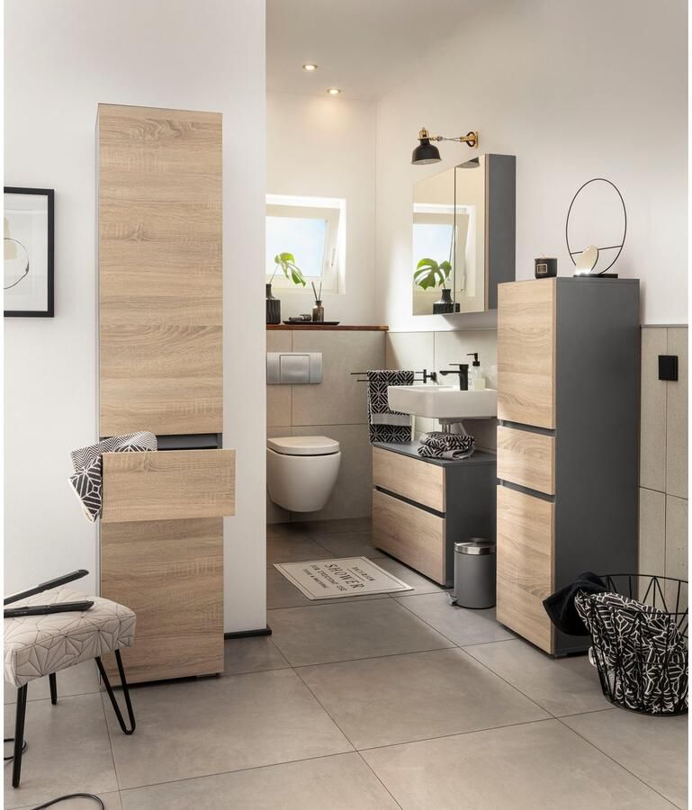 Home affaire Halfhoge kast Wisla Hoogte 130 cm met deuren & lade