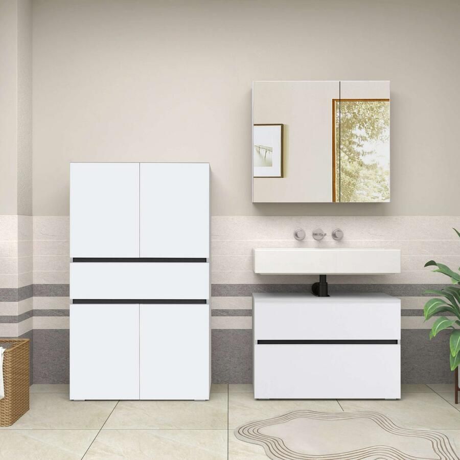 Home affaire Halfhoge kast Wisla met 4 deuren & 1 lade breedte 76 cm hoogte 130 cm