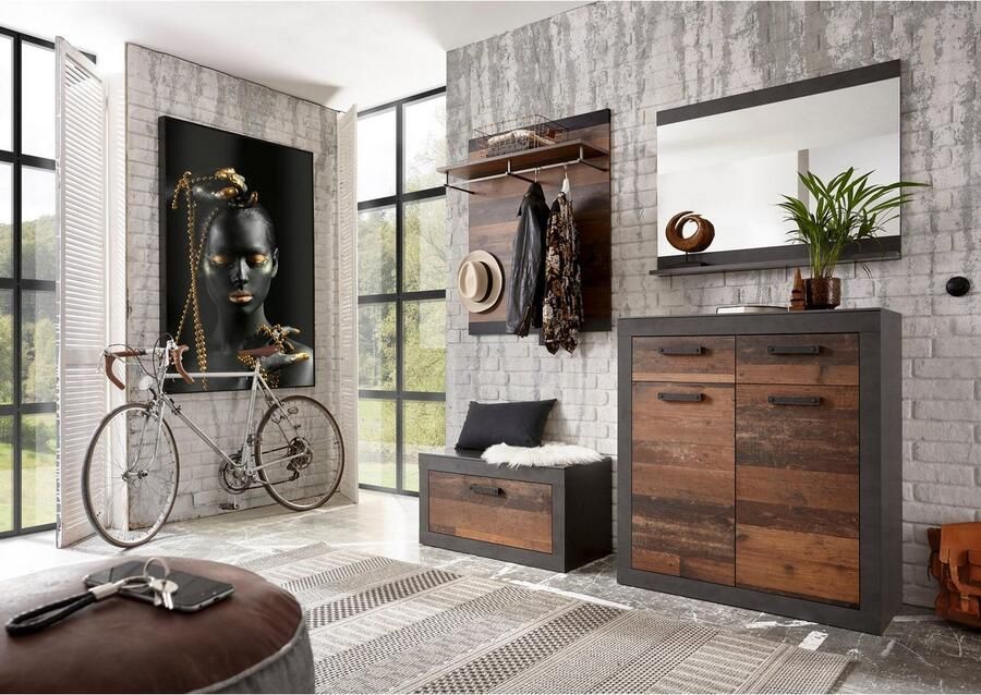 Home affaire Halmeubelset Brooklyn in een decoratieve frame-look (complete set 4 stuks)