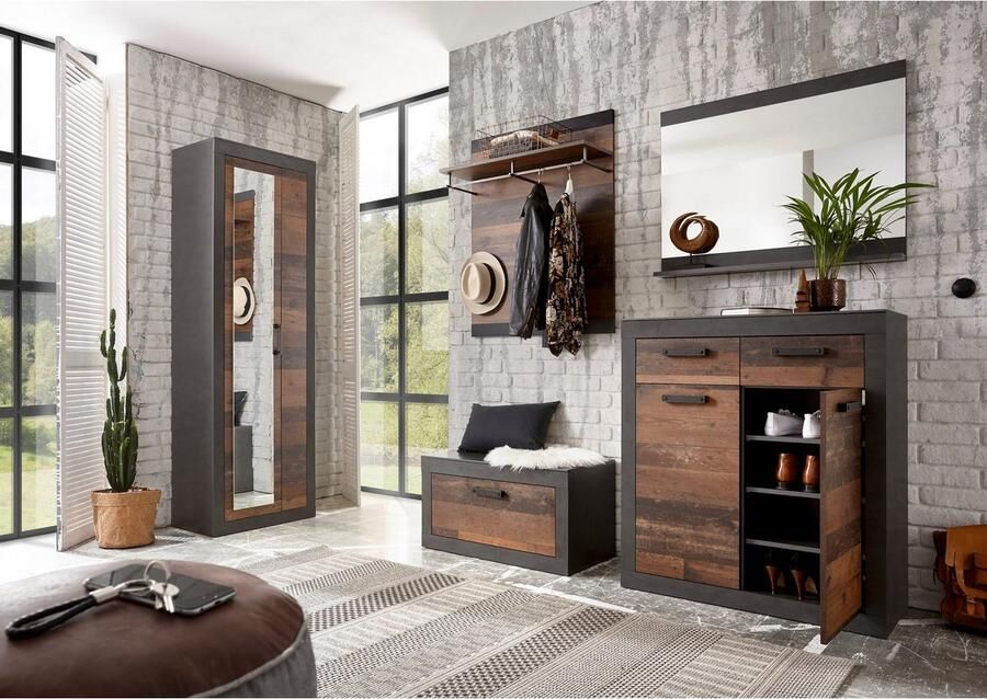 Home affaire Halmeubelset Brooklyn in een decoratieve frame-look (complete set 5 stuks)