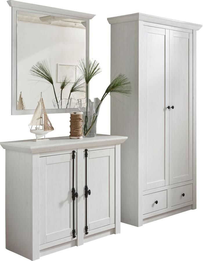 Home affaire Halmeubelset California complete set in landelijke stijl moderne garderobe (set 3 stuks)