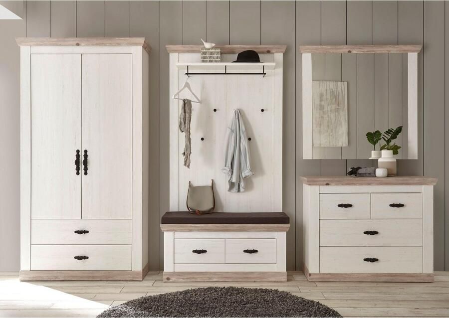 Home affaire Halmeubelset Florence bestaand uit bank paneel kast spiegel en kast (4 stuks)