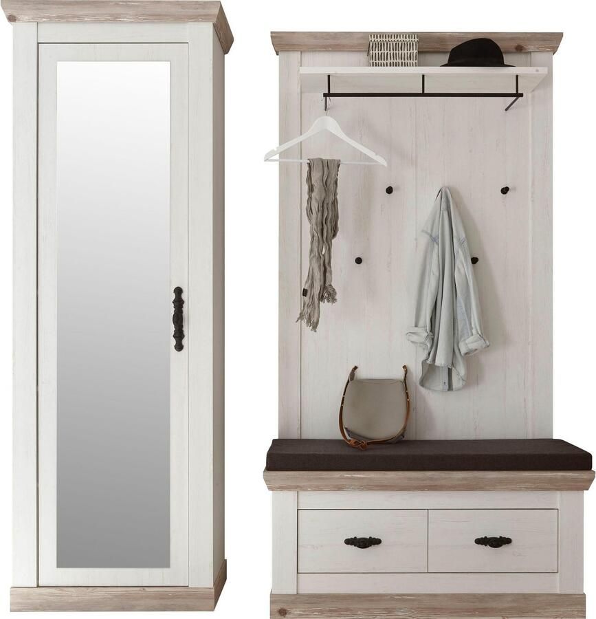 Home affaire Halmeubelset Florence in de romantische landhuislook (3 stuks)