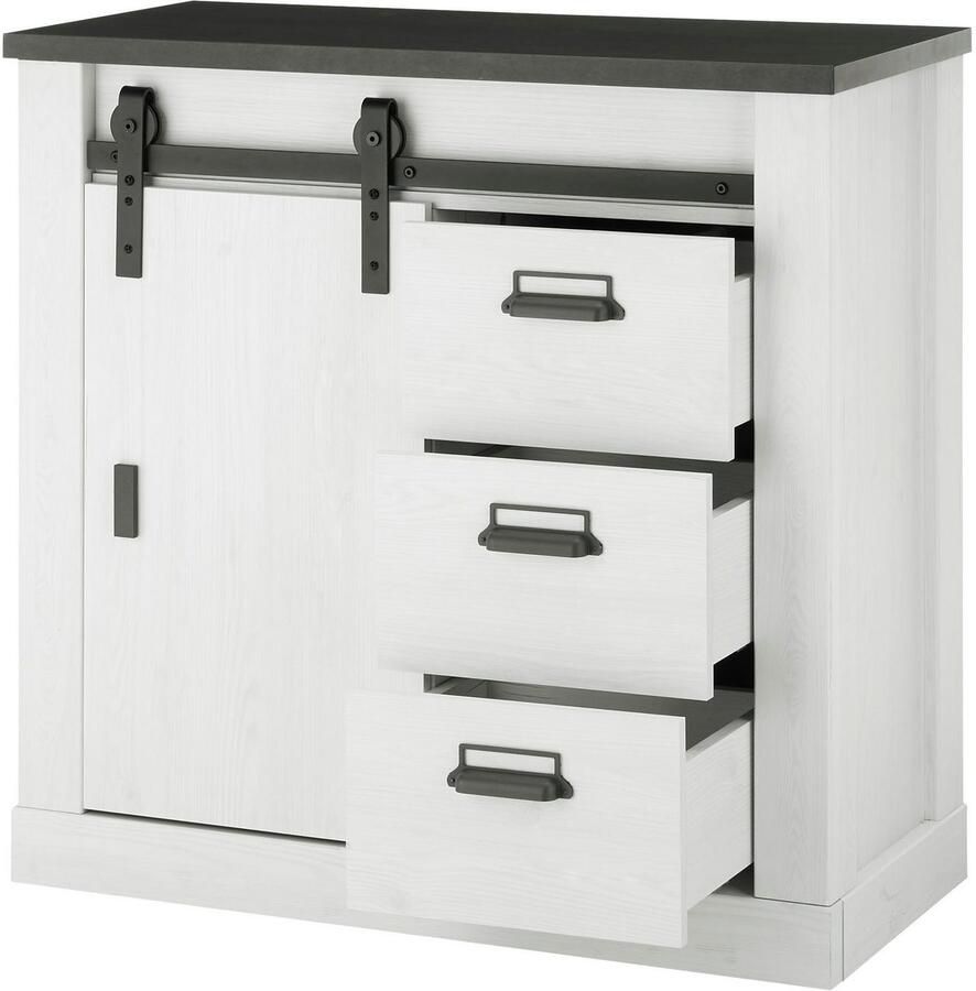 Home affaire Halmeubelset Sherwood met schuurdeurbeslag apothekersgrepen van metaal breedte ca. 93 cm (2 stuks)