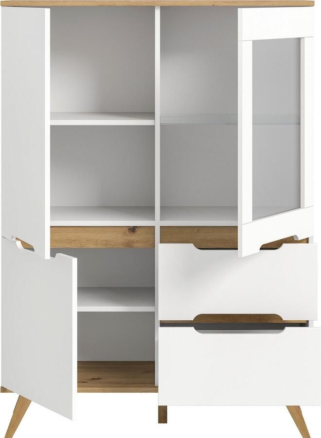 Home affaire Highboard Alesund Hoogte 140 cm 2 Deuren 1 Lade conische voet Scandi-look
