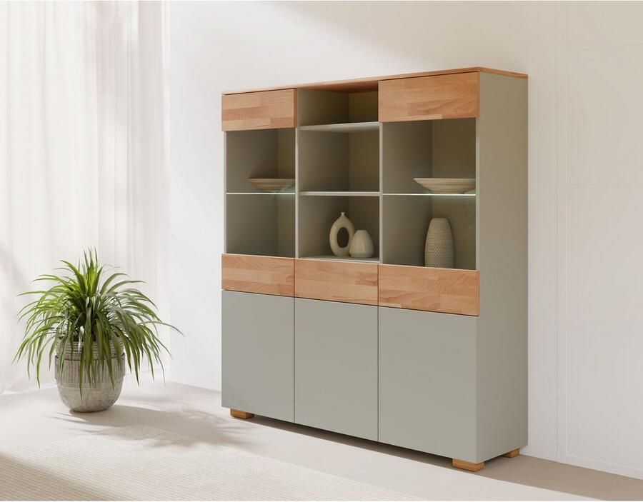 Home affaire Highboard Citra deels massief Hoogte 145 cm moderne greeploze uitstraling met push-to-open functie