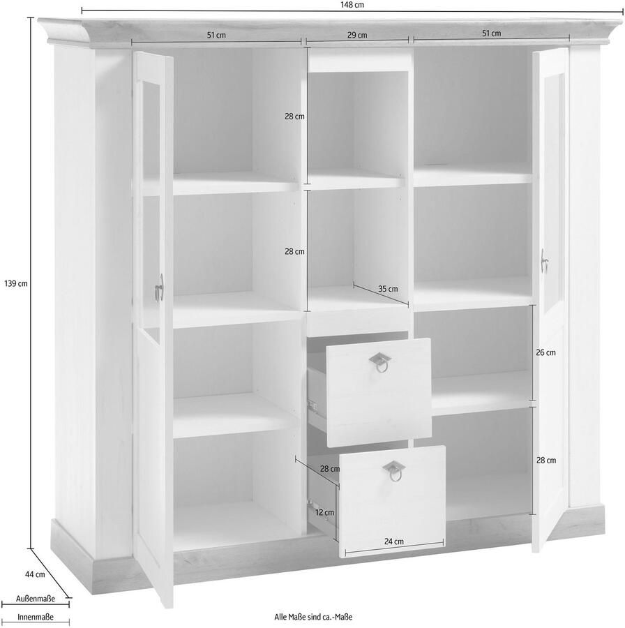 Home affaire Highboard Cremona Breedte 148 cm