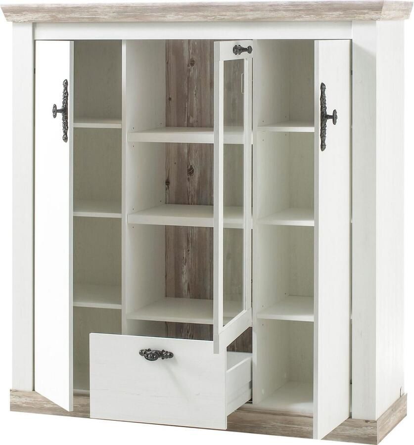Home affaire Highboard Florence in romantische landelijke look breedte 140 cm