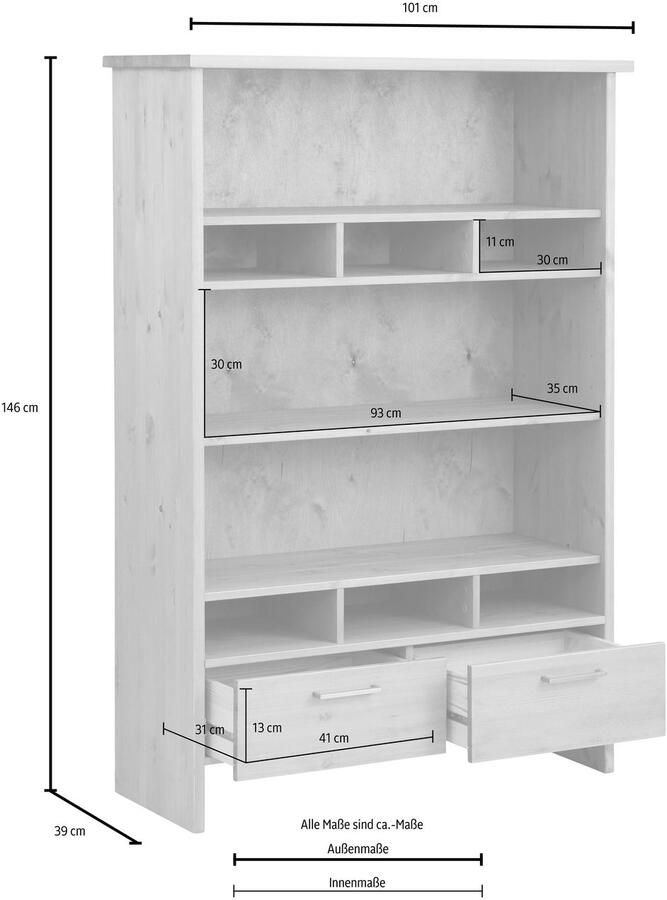 Home affaire Highboard Ixo Opbergkast breedte 101 cm van massief dennenhout FSC