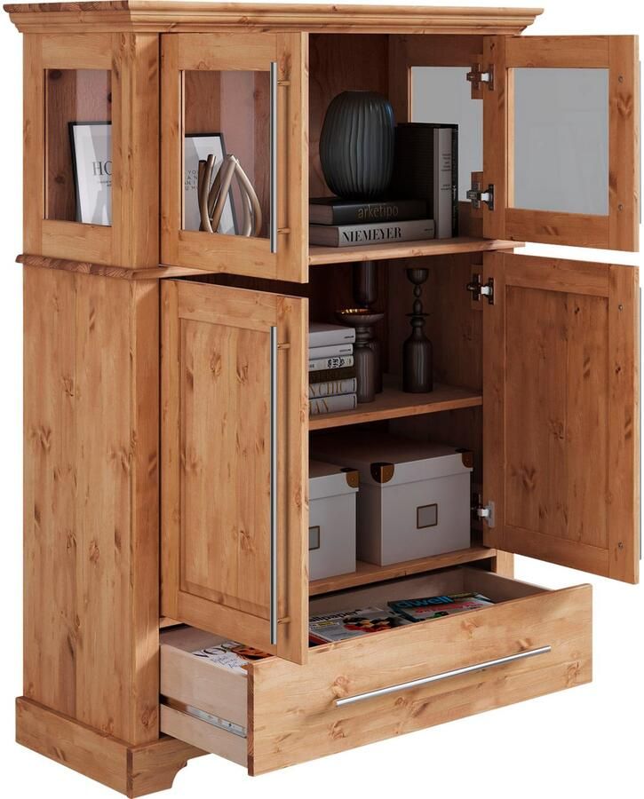 Home affaire Highboard Meliss Breedte 94 cm 4-deurs met lade massief grenen FSC