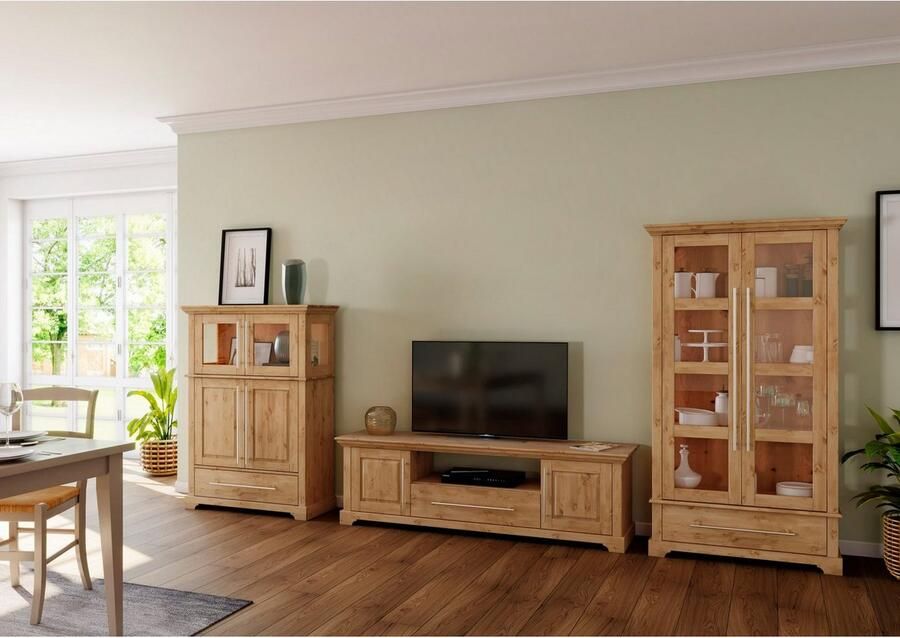 Home affaire Vitrinekast Meliss Hoogte 169 cm breedte 94 cm 2-deurs massief grenen FSC