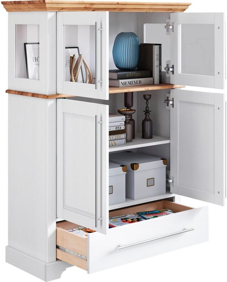 Home affaire Highboard Meliss Breedte 94 cm 4-deurs met lade massief grenen FSC