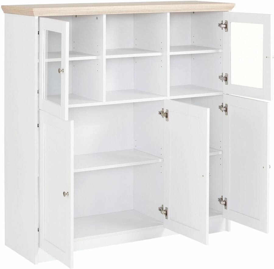 Home affaire Highboard Nanna Vitrine in eikenlook breedte 118 cm